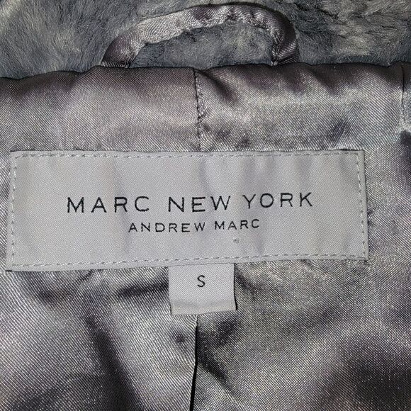 Marc New York Andrew Marc Faux Fur & Leather Jacket Gray Floral Small - Picture 6 of 7